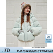 范思藍(lán)恩高光云朵系列 短款連帽羽絨服女冬季2024新款面包服14111 薄荷藍(lán) S