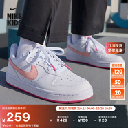 耐克酷菠蘿大童平底運動鞋冬季男女童低幫板鞋NIKE COURT DV5456 111白/橙粉/亞紫粉 36
