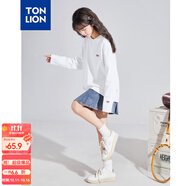 唐獅（TonLion）秋季新款長(zhǎng)袖T恤女左胸袖口蝴蝶結(jié)圖案長(zhǎng)袖上衣女 本白 M