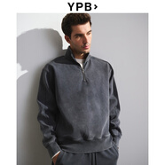 YPB(AF旗下)男裝25秋冬新款美式寬松半拉鏈立領(lǐng)套頭衛衣118-5247 黑色 M (180/100A)