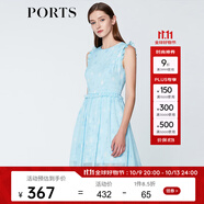 PORTS寶姿商場(chǎng)同款 新品女裝甜美木耳邊裝飾無(wú)袖連衣裙SN8D027HPP022 煙波色 L (8)