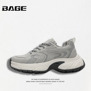 八哥BAGE品牌男鞋秋冬季復古老爹鞋厚底增高舒適時(shí)尚戶(hù)外休閑運動(dòng)鞋男 灰色 40