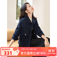 熙世界輕奢絨感粗花呢小香風(fēng)外套女小個(gè)子短款?yuàn)A克上衣新款 寶藍(lán)色 XL