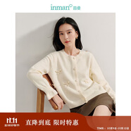 茵曼小香風(fēng)蝴蝶結(jié)針織開衫秋季女裝百搭氣質(zhì)毛衣外套 杏色 M