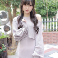 曙蒂笑菁日系櫻花姐妹裝純欲風(fēng)系帶燈籠袖罩衫+無(wú)袖背心針織連衣裙兩件套 日系櫻花【粉紫色】圓領(lǐng)套裝 L  建議（100斤-110斤）