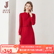 經(jīng)典故事（JANE STORY）法式紅色毛呢連衣裙女春季2025新款高端含羊毛長(zhǎng)袖內(nèi)搭打底裙子 C05 大紅色 M