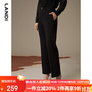 藍(lán)地（LANDI）黑色高腰顯高顯瘦通勤直筒微喇休閑褲女長(zhǎng)褲冬新品 黑色 S