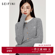 詩凡黎（'SEIFINI）詩凡黎老錢風絞花澳洲美麗諾全羊毛套頭針織打底衫25春毛衣開衫女 灰色 開衫 S