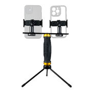 埠帝雙攝像頭直播專(zhuān)用手持手機支架多平臺錨戶(hù)外桌面拍攝三腳架夾 配金色手柄-雙機位-雙U（第6代）+TD13三4