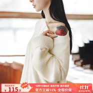馬登女裝 慵懶風(fēng)軟糯仿貂絨毛衣溫柔氛圍感套頭針織衫保暖上衣女秋季 米白色 馬登工裝 L