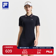 FILA 斐樂(lè )官方女裝連衣裙2025夏新款網(wǎng)球運動(dòng)簡(jiǎn)約基礎翻領(lǐng)修身連身裙 RD寶藍-NV S 160/80A/S