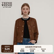 Teenie Weenie小熊女裝秋季復古風(fēng)美式美拉德時(shí)髦短款夾克外套休閑 棕色 M (165)