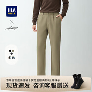 海瀾之家（HLA）休閑褲男裝24秋冬季新款輕商務(wù)時(shí)尚系列加厚保暖男士合體長(cháng)褲子 HKCAW4W094A卡其3L M /170建議63-67kg