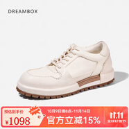 dreambox鈞博vibram高檔男士板鞋水洗馬皮平底手工休閑鞋英倫男鞋 白色 40