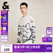 杰克·瓊斯（JACK&JONES）男裝秋季新款字母潮流百搭上衣雪尼爾親膚寬松舒適針織衫男毛衣男 A00 灰白色 XS 165