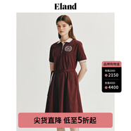 ELAND衣戀連衣裙女翻領(lǐng)收腰A字中長(zhǎng)裙夏季新款 酒紅色/勃墾地色(29)Burgandy M 165