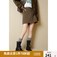 獨束大碼女裝可拆卸設(shè)計感兩穿高腰寬松顯瘦工裝半身裙2024秋季新 板栗棕 XL (尺碼：3)