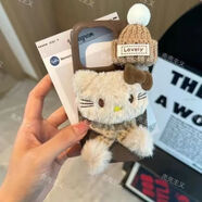 FANCYCHIC卡通毛絨適用蘋(píng)果17ProMax手機殼iPhone15軟殼14Plus秋冬16可愛(ài)13 大孔仿皮紋棕色+棕帽子KT貓 蘋(píng)果15promax