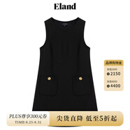 ELAND衣戀秋季連衣裙女圓領(lǐng)學(xué)院風(fēng)A字版型背心連衣裙 黑色(19)Black S