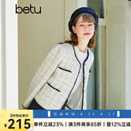 betu百圖女裝春季新款短外套圓領(lǐng)小香風(fēng)短款外套女2301T39 淺杏色 M