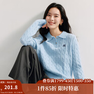 茵曼（INMAN）毛衣女POLO領(lǐng)秋冬套頭針織衫通勤長(zhǎng)袖毛衣上衣 淺藍(lán)色 L