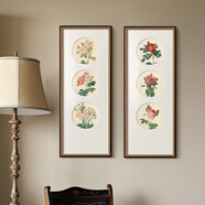 森樸家居《玫瑰圣經(jīng)》法式復(fù)古花卉掛畫美式中古風(fēng)客廳裝飾畫餐廳玄關(guān)壁畫 AB兩幅 黑色滾珠實(shí)木框（長寬+2cm） 35*95cm 法式復(fù)古 手工裝裱 啞光玻璃（真玻璃）