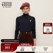 Teenie Weenie小熊女裝冬裝簡(jiǎn)約綿羊毛雙層休閑時(shí)尚高領(lǐng)毛衣打底衫 藏青色 L 170