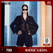 歌莉婭（GOELIA） 高級(jí)感氣質(zhì)通勤小香風(fēng)粗花呢外搭短外套1B9L6E070 00B黑色 L