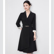 PORTS 寶姿知性通勤干練連衣裙2025早秋新款高級感氣質(zhì)正裝職業(yè)裙 黑色 M