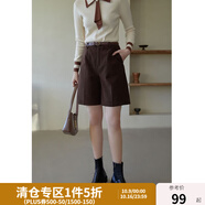 獨束大碼女裝芯絨百慕大短褲女秋冬新款胖mm百搭高腰直筒褲 咖啡色 M