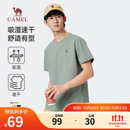駱駝（CAMEL）情侶休閑T恤男女士透氣戶外運(yùn)動(dòng)圓領(lǐng)印花百搭短袖夏季M13BZ00103