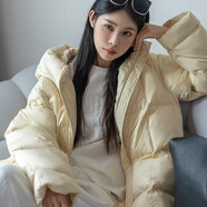 曼婭奴Migaino曼婭奴女裝冬季新款簡(jiǎn)約百搭連帽時(shí)尚保暖外套 米白 S 15580A