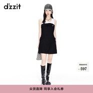 DZZIT地素春夏新款甜酷少女黑白撞色拼接無袖連衣裙女 黑色 XS