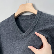 鄂爾多市產(chǎn)羊絨衫男純羊絨V領(lǐng)加厚毛衣冬季純色打底羊毛衫 深灰V領(lǐng) 4XL (190)