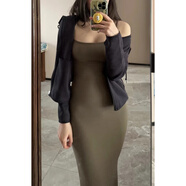 SK&SAskims soft lounge long slip dress 女螺紋莫代爾魚(yú)尾裙吊帶長(zhǎng)裙 軍綠army(有標(biāo)) XXS _不退可換碼