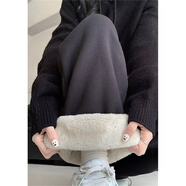 趣米樂(lè )羊羔絨加厚闊腿休閑褲女秋冬季新款加絨保暖棉衛褲寬松運動(dòng)長(cháng)褲子 深灰色【羊羔絨】 M