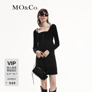 MO&Co.兩件套連衣裙針織坎肩&牛仔吊帶裙搖滾燙鉆棉質(zhì)摩安珂 牛仔黑色 XS 155