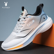 花花公子（PLAYBOY）運動鞋男2025新款夏季透氣網(wǎng)面跑步鞋軟底防滑輕便跑鞋子 灰藍網(wǎng)面透氣 8815 46
