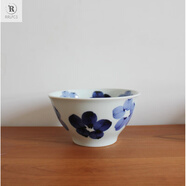 RRLFCS日本制bisque陶瓷器牛井碗拉面大湯碗斗笠碗zakka進(jìn)口青花朵葉朵 花朵L_l 85000cm 1個(gè)