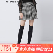 S.DEER圣迪奧女裝OL風復(fù)古格紋拼接百褶A字短裙S21361301 德國灰/87 S 160