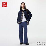 優(yōu)衣庫女裝可機洗紐花針織長褲/加長款71cm~74cm秋冬新款481415 68 深藍色 XS /150/76