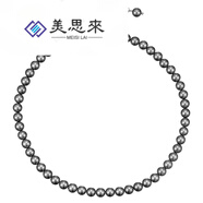 美思來(lái)真多麻灰色珍珠項鏈銀黑女小米粒長(cháng)款毛衣鎖骨頸鏈 施家深灰色3mm極細溫柔淑女