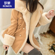 羅蒙加絨加厚牛仔外套女冬季大毛領(lǐng)韓版機車(chē)羊羔毛外套女學(xué)生短款外衣 駝色【夾棉】11# 加厚 2XL