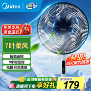 美的（Midea）電風(fēng)扇家用落地扇立式節(jié)能風(fēng)扇輕音低噪大風(fēng)量轉(zhuǎn)頁(yè)扇臥室宿舍臺(tái)式搖頭小型電扇國(guó)家補(bǔ)貼 【7葉勁風(fēng) 加大尺寸 遙控款】黑白SAH35BJD