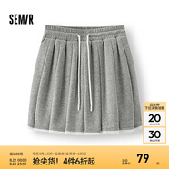 森馬（Semir）半身裙女蕾絲花邊百褶裙溫柔俏皮2025夏季新款松緊腰短裙甜美 中花灰00502 M