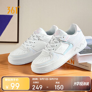 361°運動女鞋秋季開學(xué)復(fù)古厚底增高小白休閑板鞋子女682116601F-8