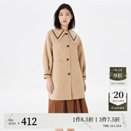 VEROMODA毛呢大衣女新款H版型學(xué)院風(fēng)中長(cháng)款 C13淺卡其色加花色-追單1 S