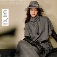 茵曼（INMAN）茵曼斗篷式高領(lǐng)羊毛衫2025冬女裝新款披肩中袖毛針織衫 深灰色 L