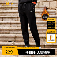 卡賓男裝針織褲春秋新款熒光LOGO松緊腰休閑印花青年F 加絨款漆黑色 XL /180/52