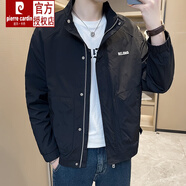 皮爾卡丹（pierre cardin）男裝夾克男士外套春秋款2025新款立領(lǐng)工裝潮牌高端韓版痞帥外套 黑色 L 120斤-135斤